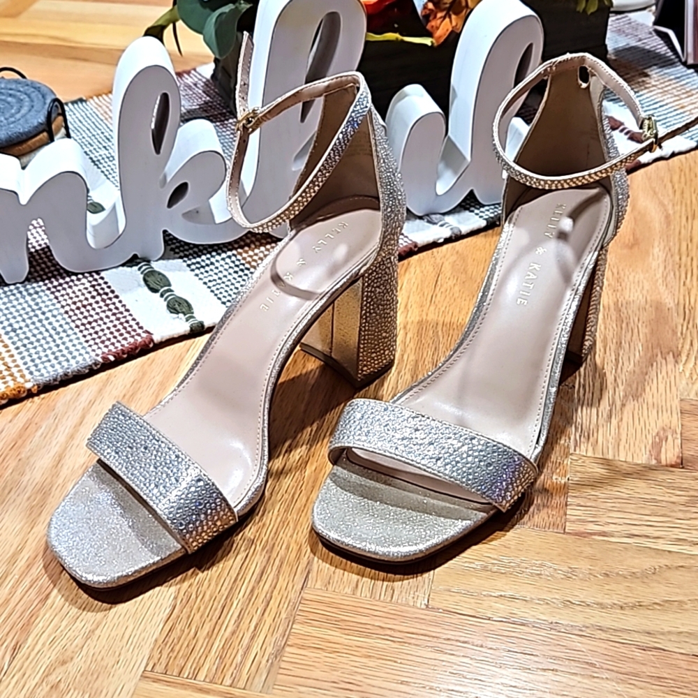 Silver rose colored Kelly and Katie heels